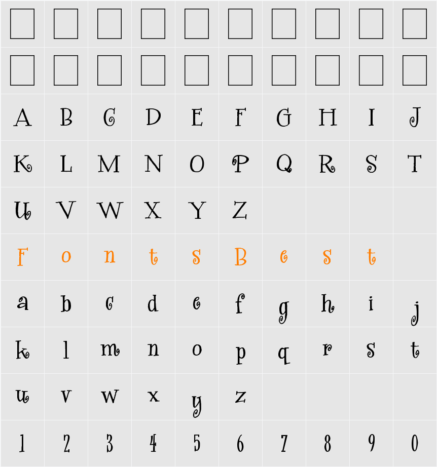 Kwekel Character Map