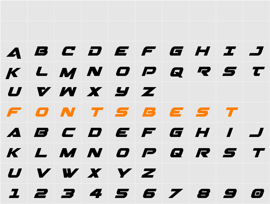 Gemina Italic Character Map