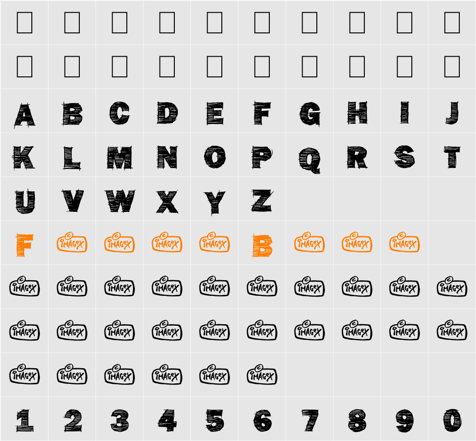 Penstriped Character Map