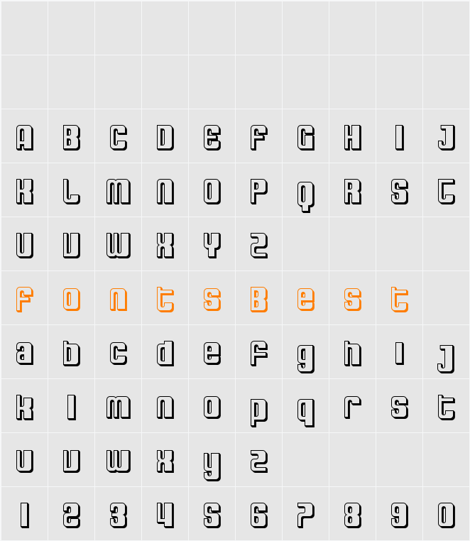 SF DecoTechno Shaded Character Map