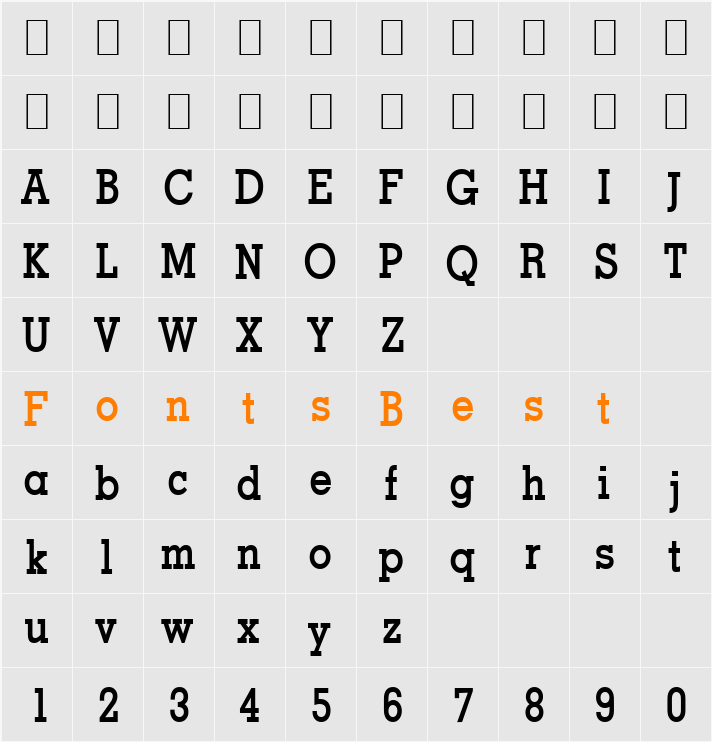 Geo-Condensed Character Map