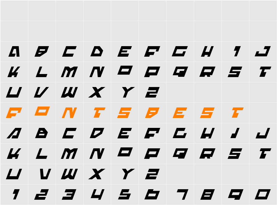 Trajia Italic Character Map