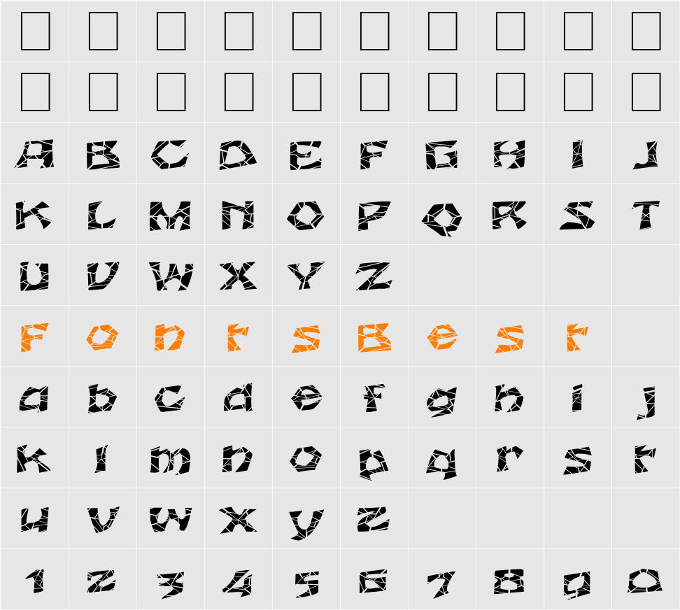 FZ JAZZY 12 CRACKED EX Character Map