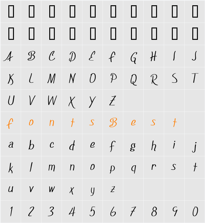 SF Foxboro Script Character Map