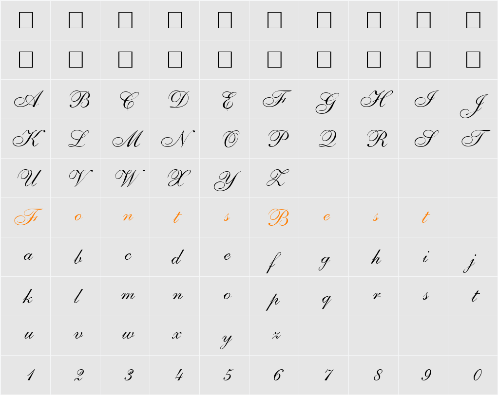 Shelley Character Map