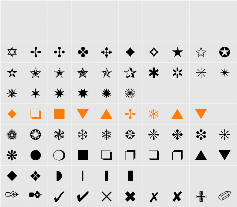 Dingbat Character Map