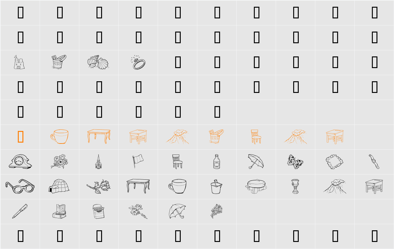 GE Grab Bag I Character Map