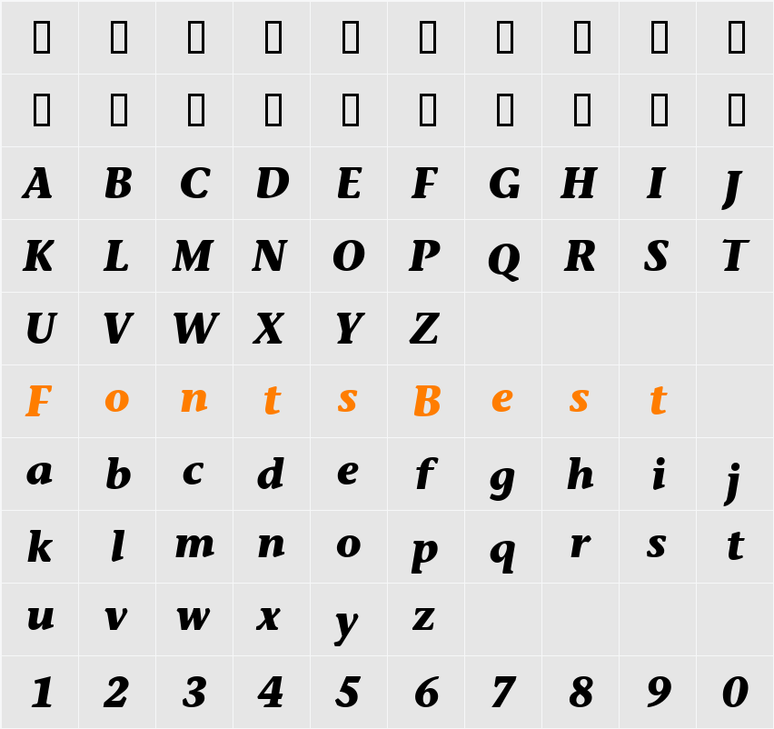 Stone Inf ITC TT Character Map