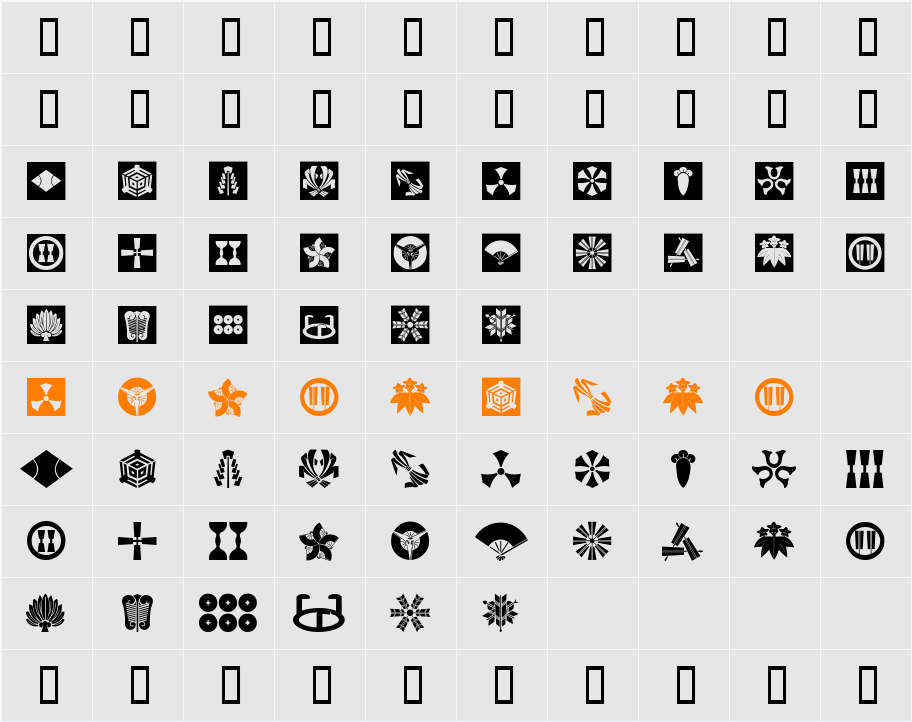 Oriental Icons II Character Map