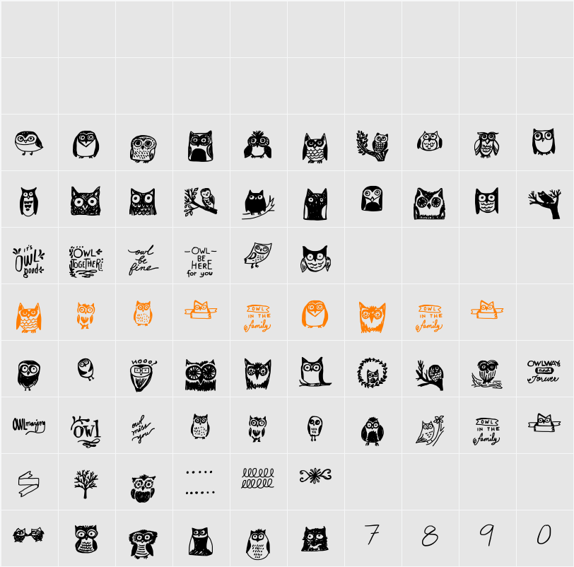 Owlmazing Character Map