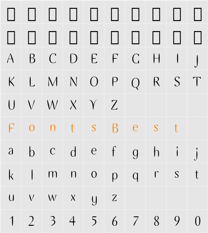 Ellipse ITC TT Character Map