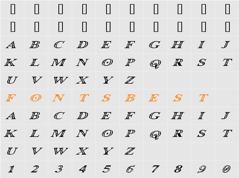 Occoluchi Italic Character Map