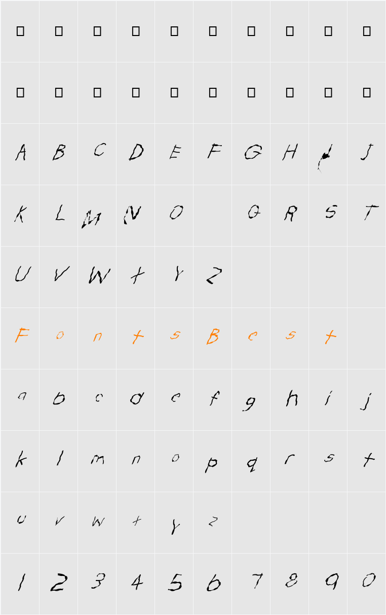 FZ HAND 22 WAVEY ITALIC Character Map