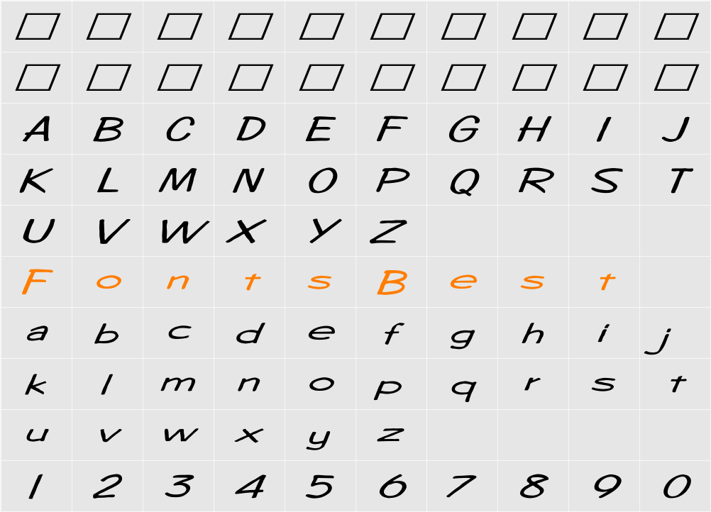 Diego1 Ex Italic Character Map