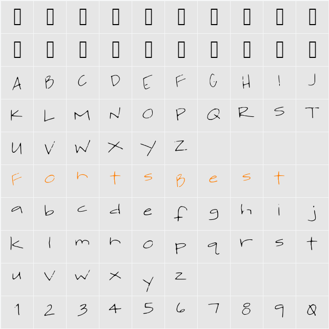 jackishandwriting Character Map