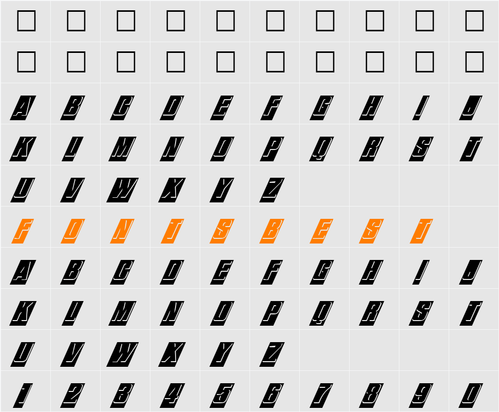 FZ BORDERS 13 ITALIC Character Map