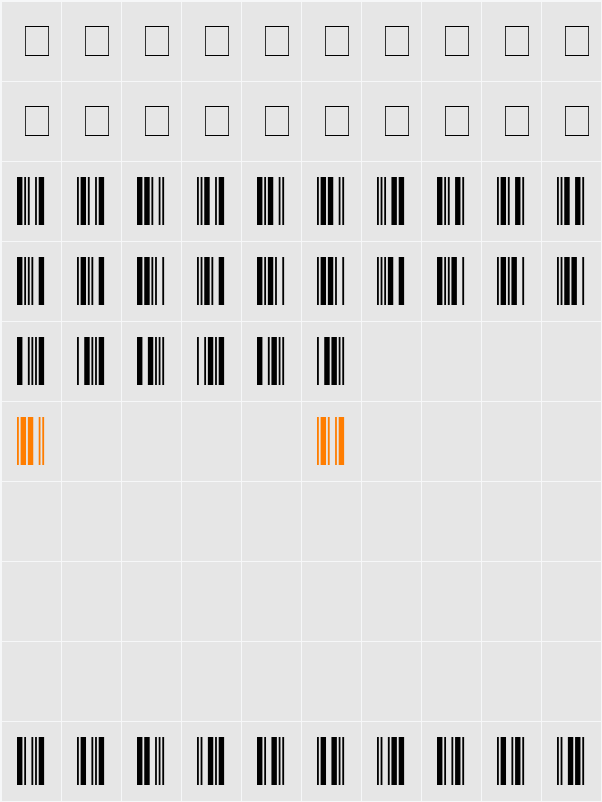 RSWide39 Character Map