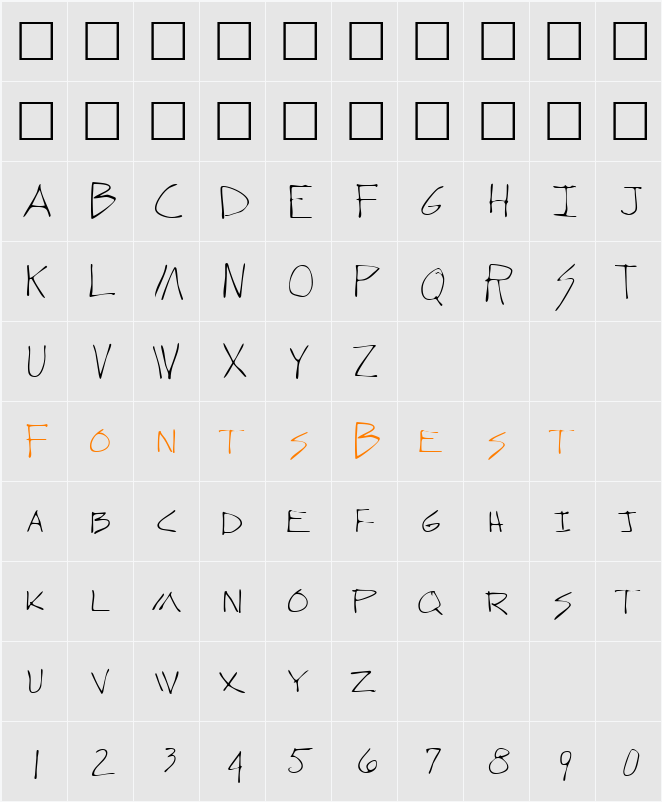 WebstersHand Character Map