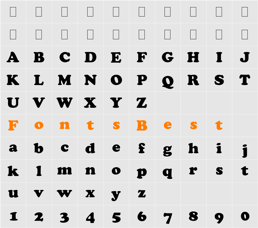 Kladez Character Map