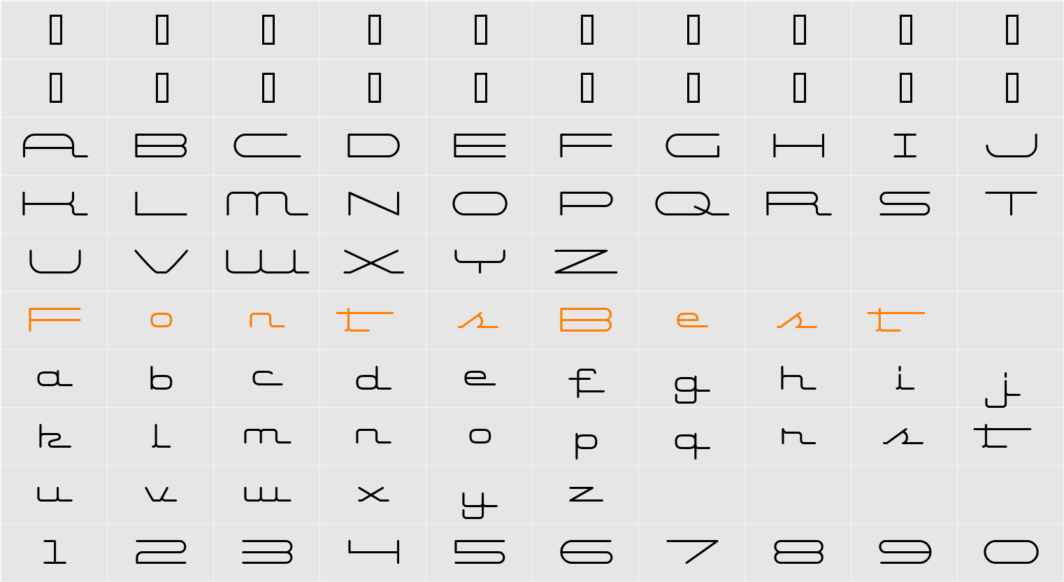 Starliner BTN Character Map