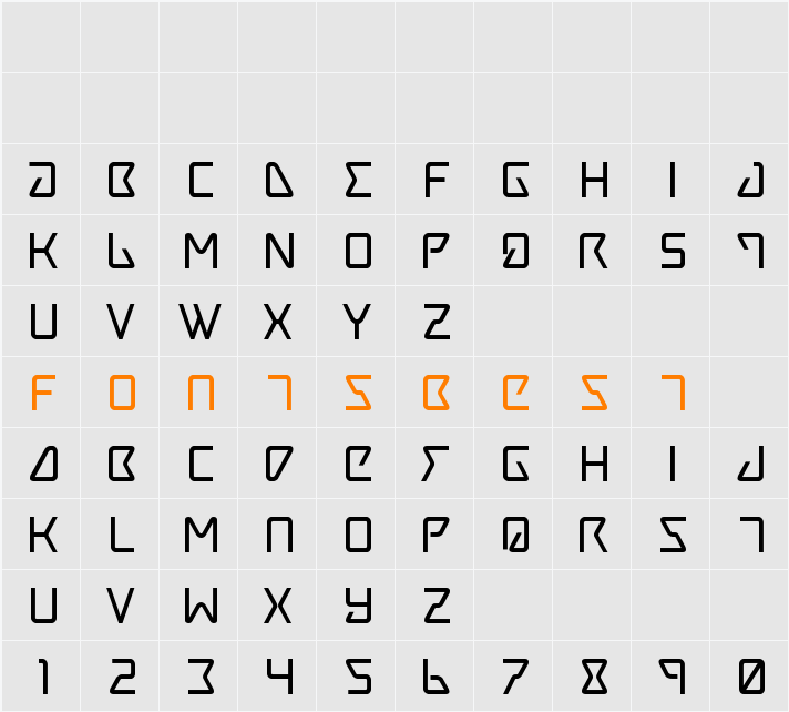 Tracer Bold Character Map