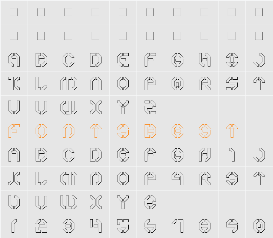 Year 3000 Outline Character Map