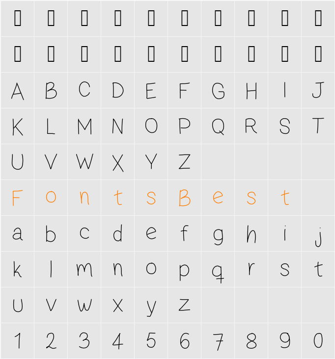zama Thin Character Map
