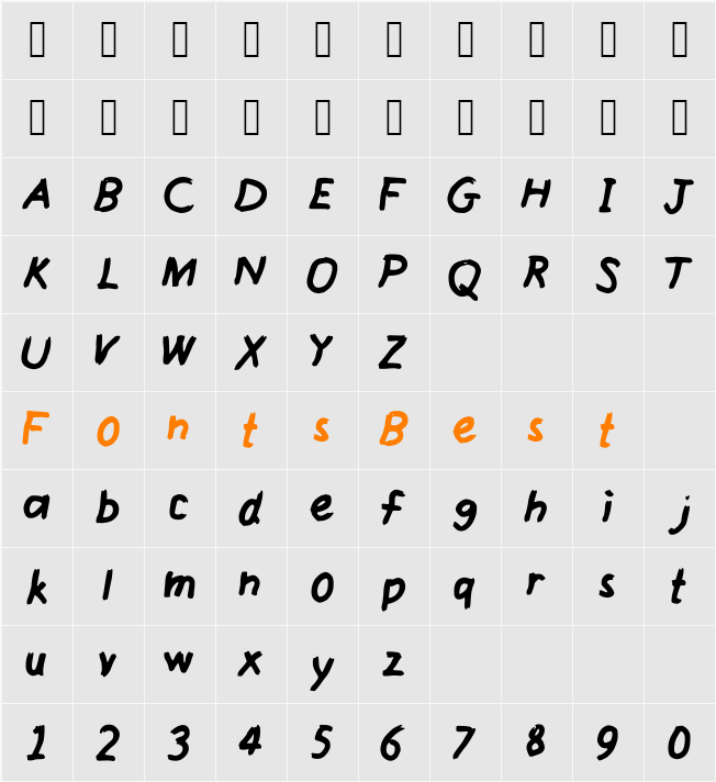 SloppyDragon_VL Character Map