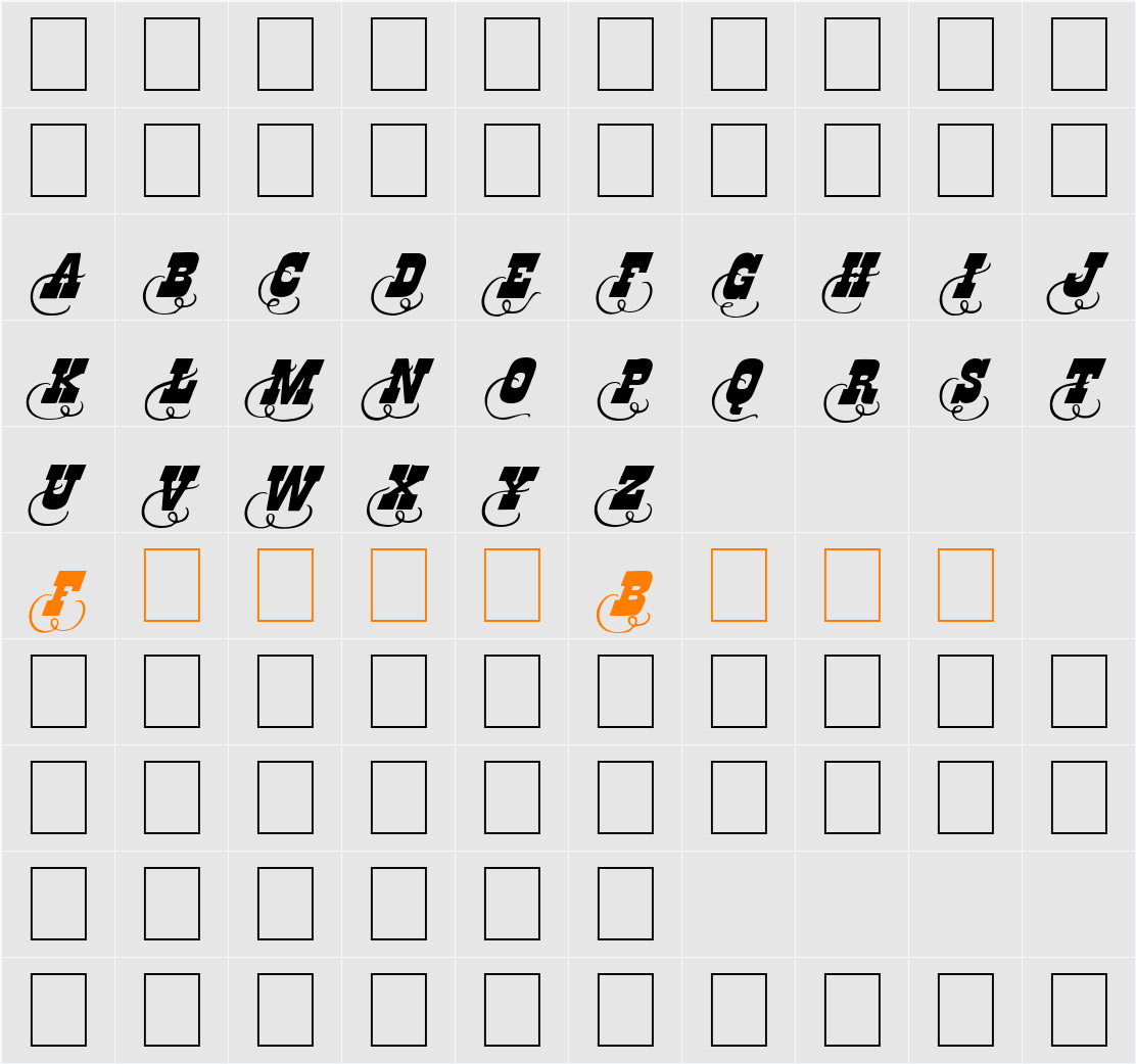 Dodge City Initials Character Map