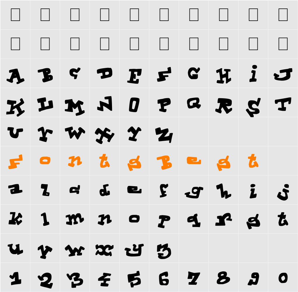 ToonLandBlack Character Map