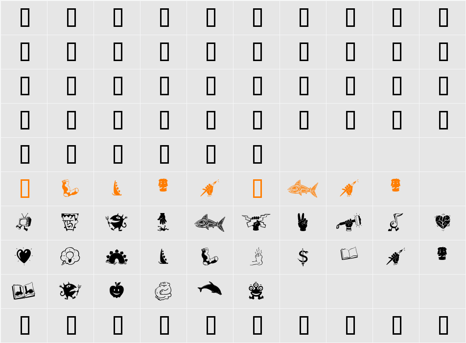Zono Dingbats Character Map