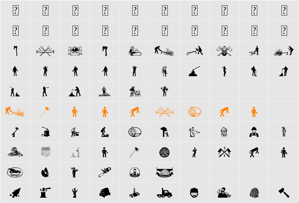 THE WOODCUTTER Character Map