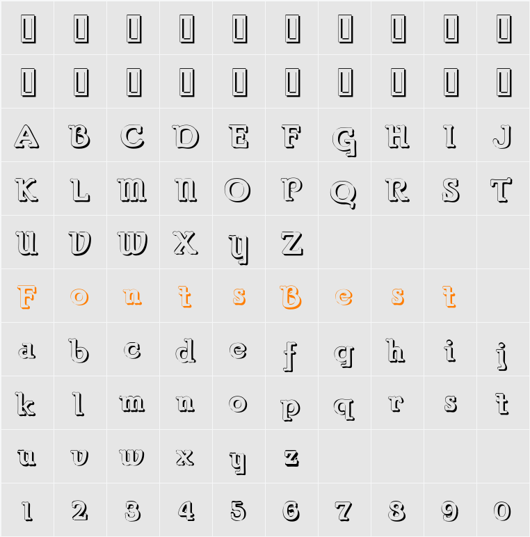 Parsons Shadow Character Map