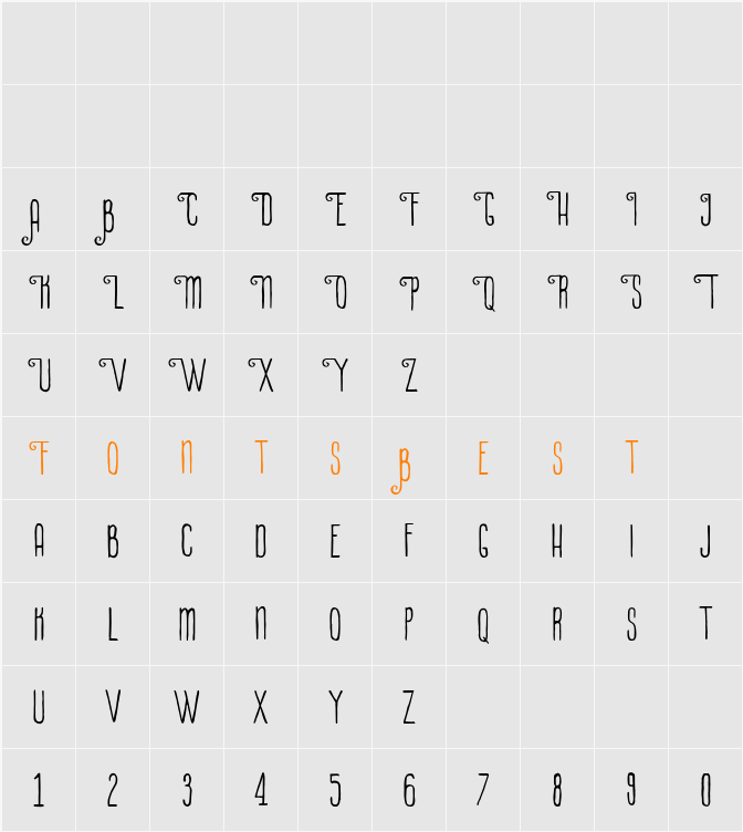 La Petitenget Character Map