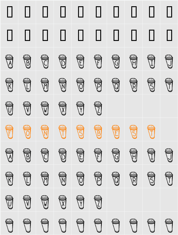 KR Coffee To Go Character Map