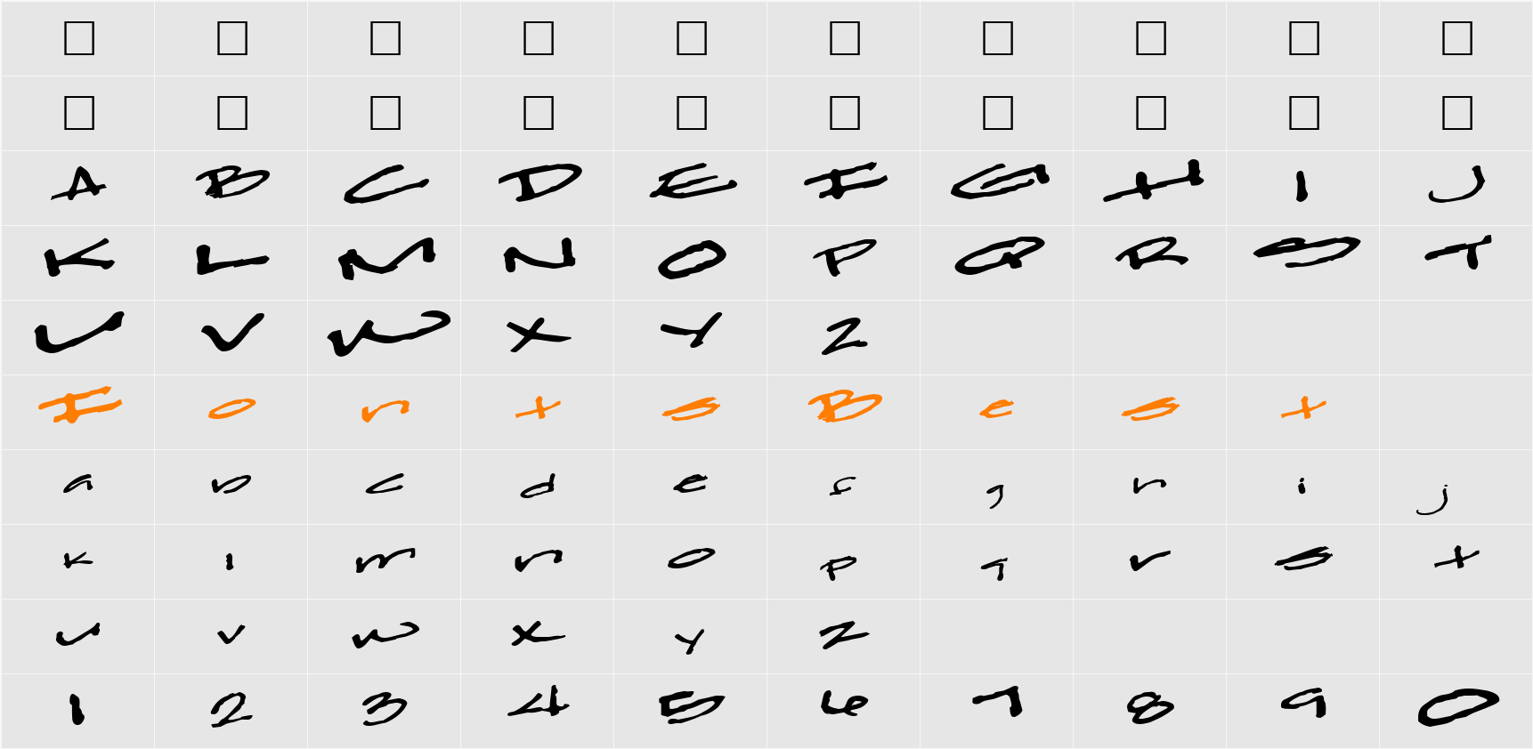 ClearFall54 Character Map