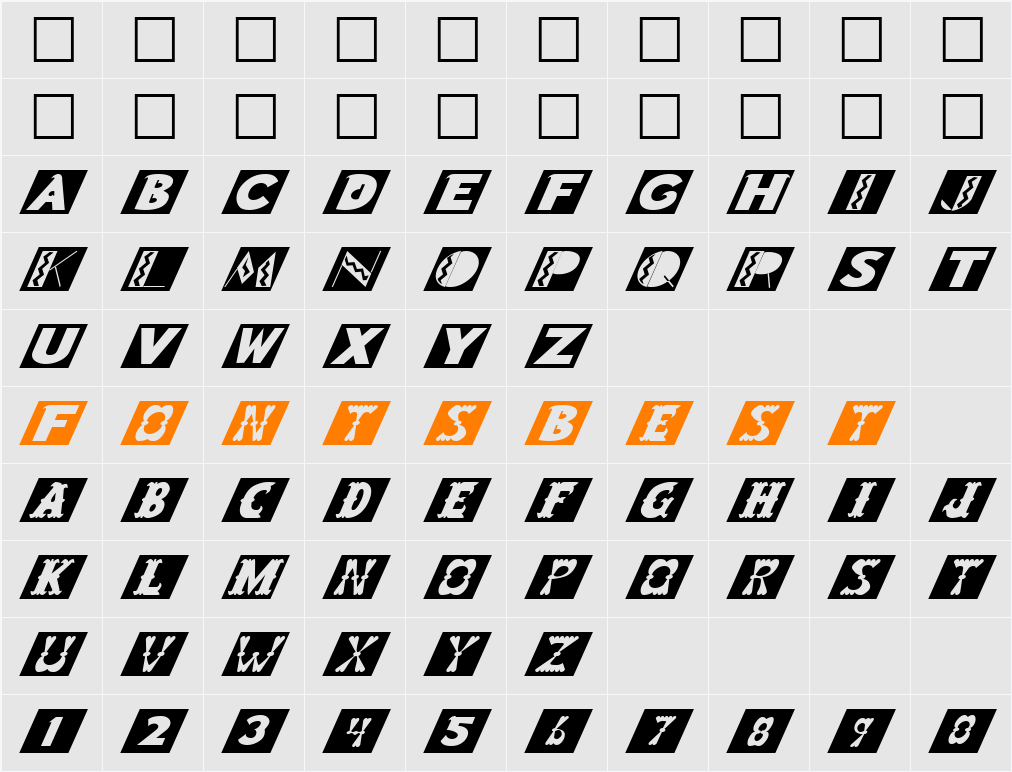 FZ BORDERS 15 ITALIC Character Map