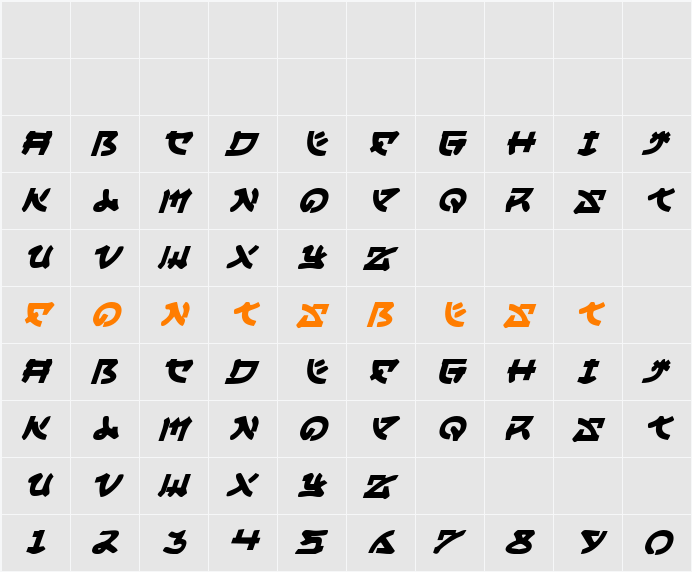 Yama Moto Italic Character Map