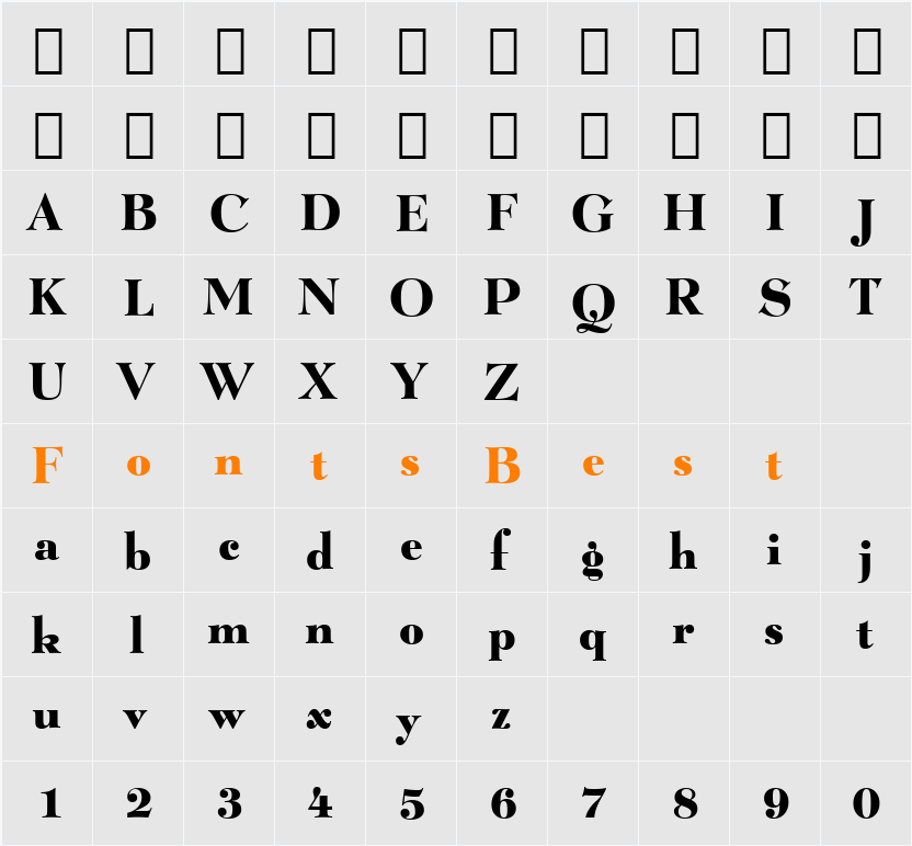 Lucian BT Character Map