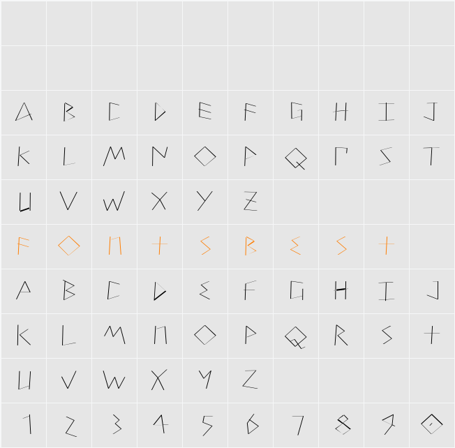 PetitixThreeCallig-Light Character Map