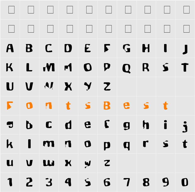 BlueArsenalOne Character Map