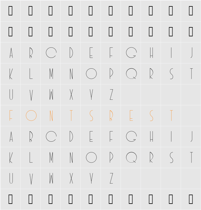 Idilica Character Map