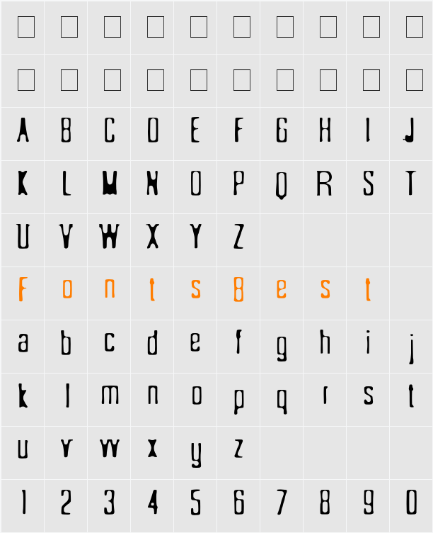 Sonderfistad Character Map