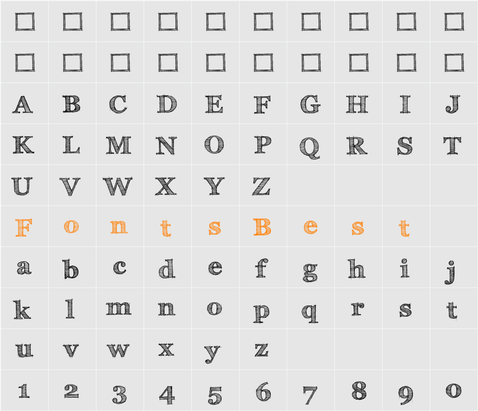FFF Tusj Character Map