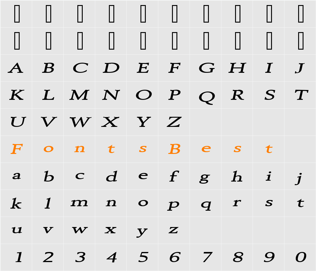 Revive 8 Extended Character Map