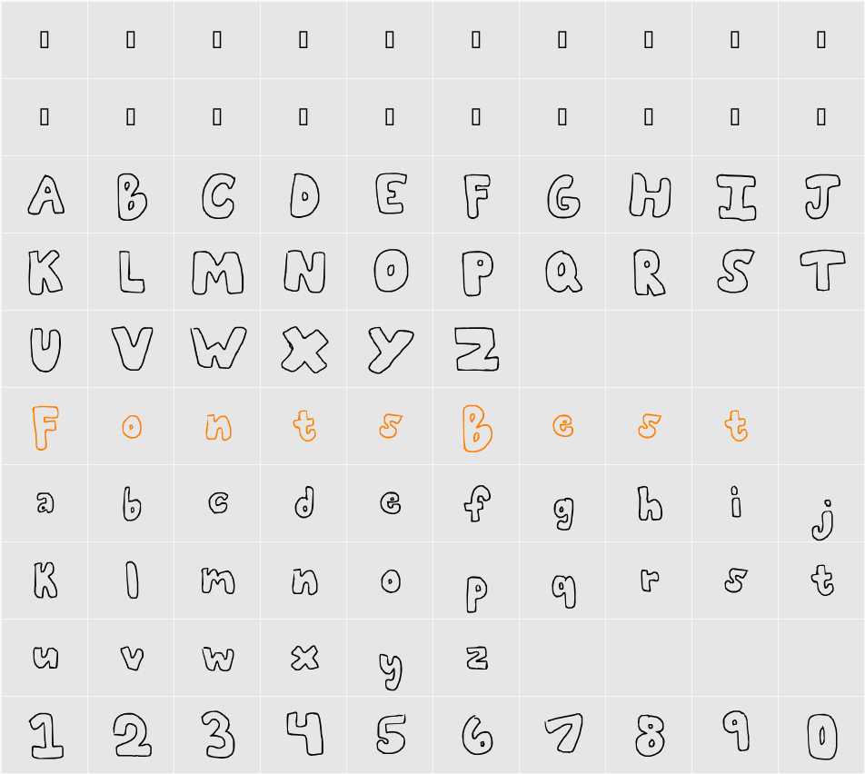 bubblii Character Map