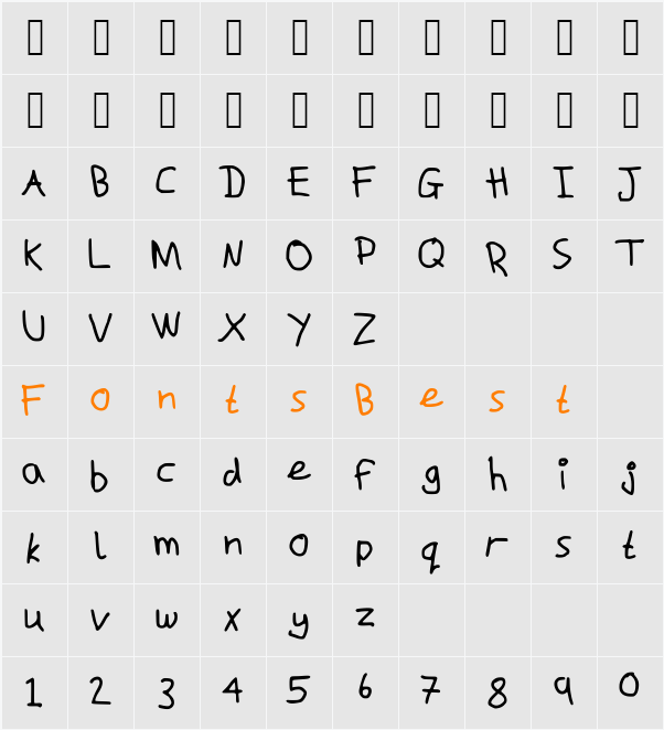Macshandwriting Character Map