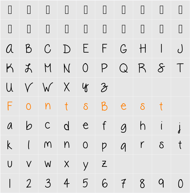 VanessaLovesYou Character Map