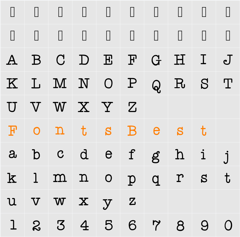 KBYoureJustMyType Character Map