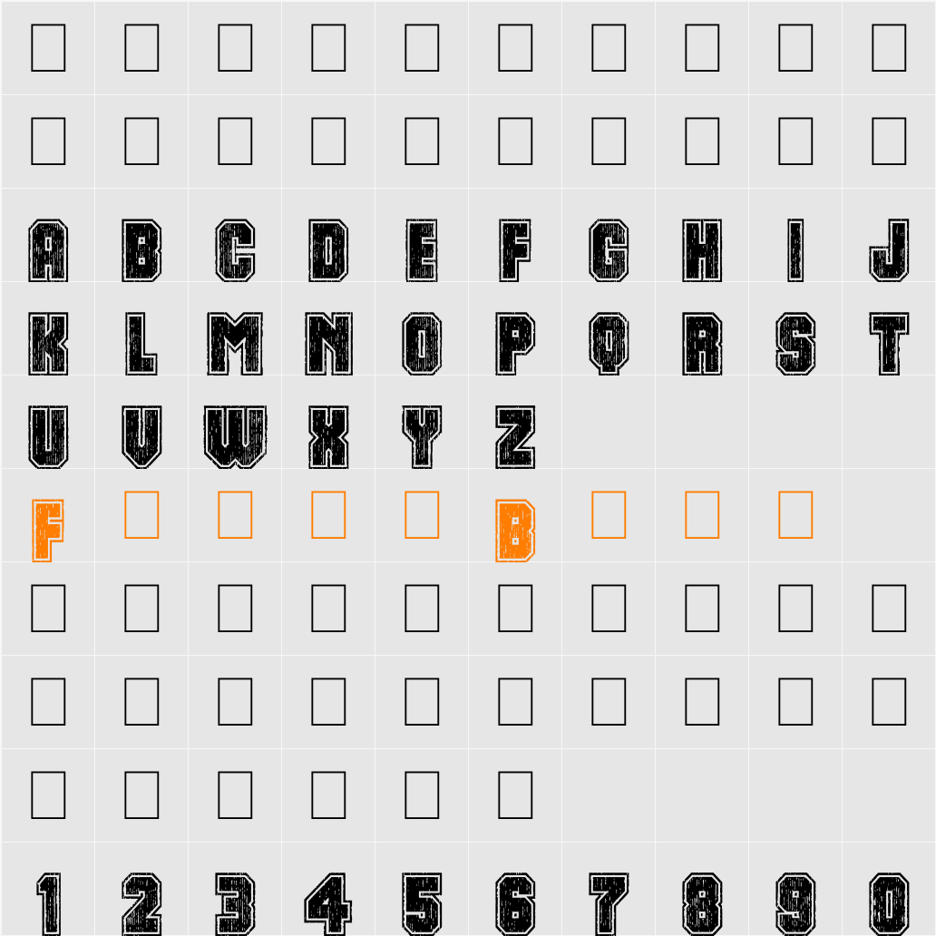 Dirty Bowl 86 Character Map